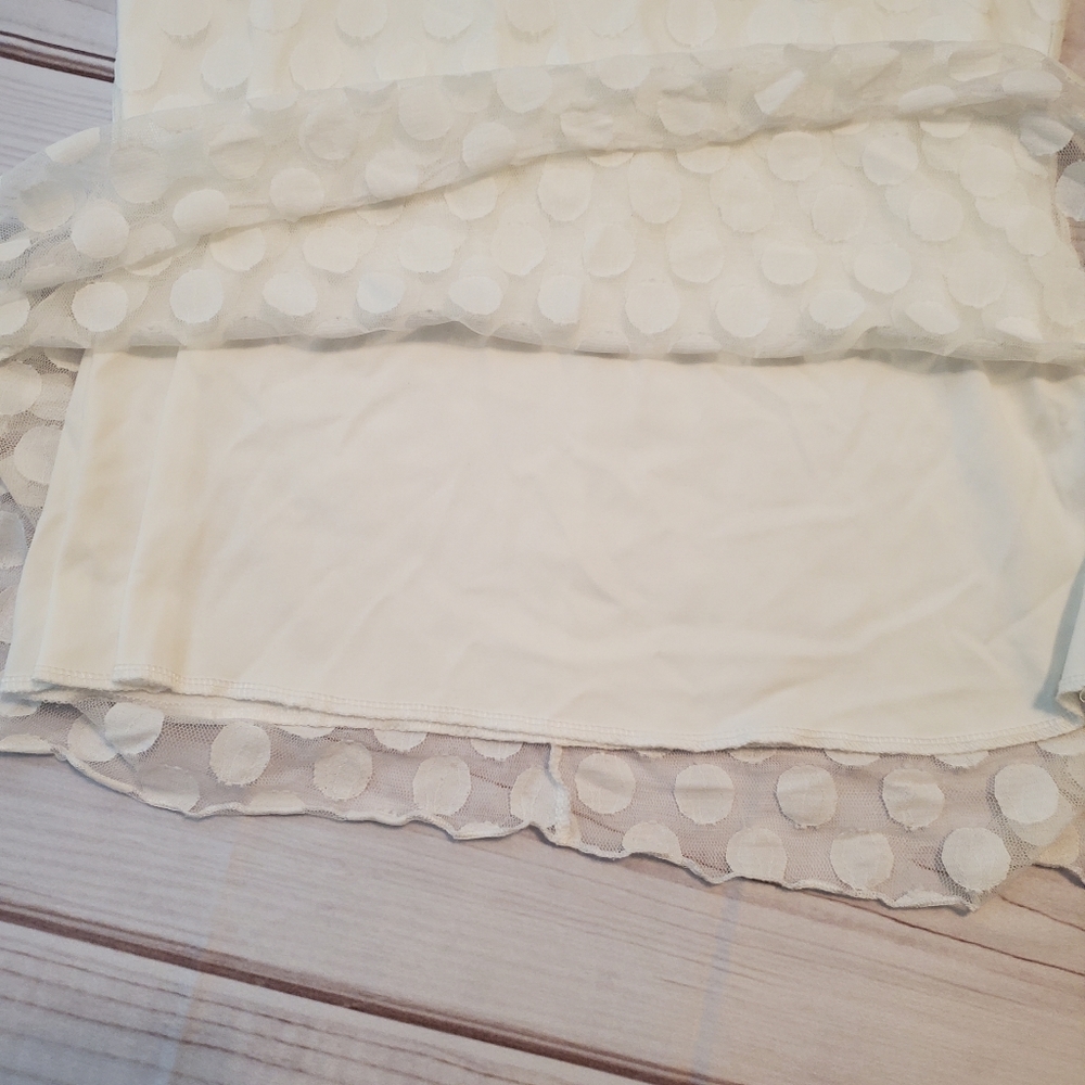 5/25 Shannon Ford White Layered Sleeveless Dots Shark Bite Lined Top Shirt L - Picture 5 of 6